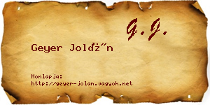 Geyer Jolán névjegykártya